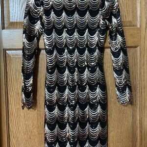 Charlotte Russe Black and Gold Sequin Bodycon Dress
